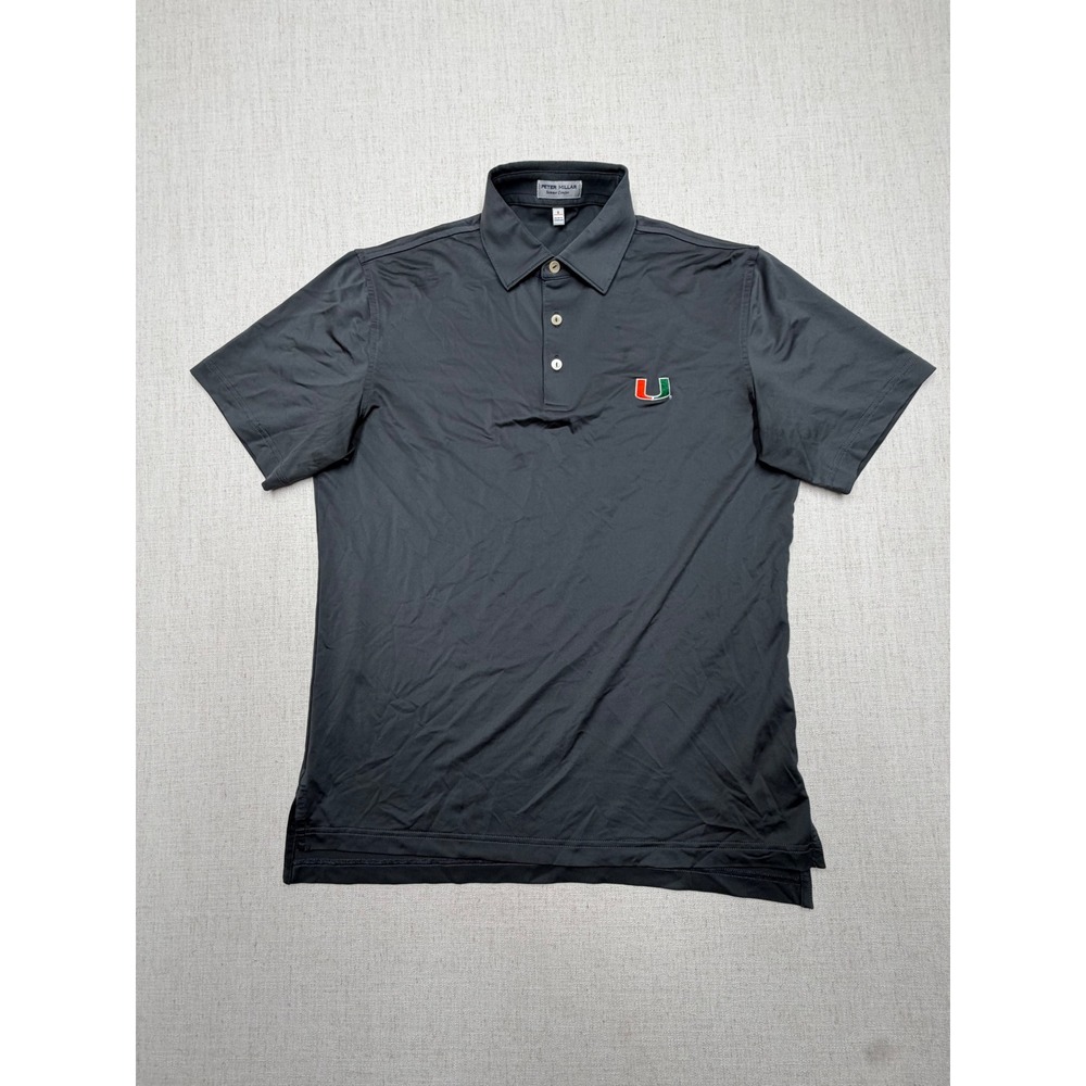 Peter Millar Miami Hurricanes Polo Shirt Mens Small Gray Summer Comfort